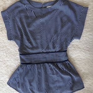 monteau navy blue white stripe cute blouse